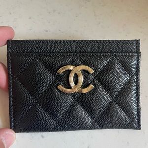 NEW Chanel Black Classic Caviar Leather Wallet Card Holder
